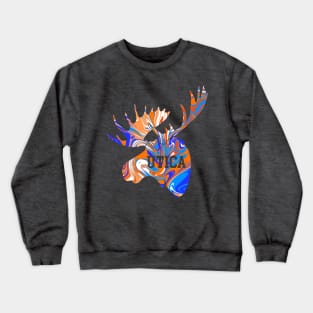 Utica Orange and Blue tie dye moose Crewneck Sweatshirt